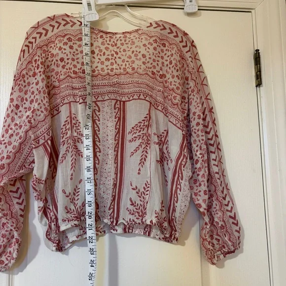 Free People Red and Off White Boho Blouse - Picture 5 of 10